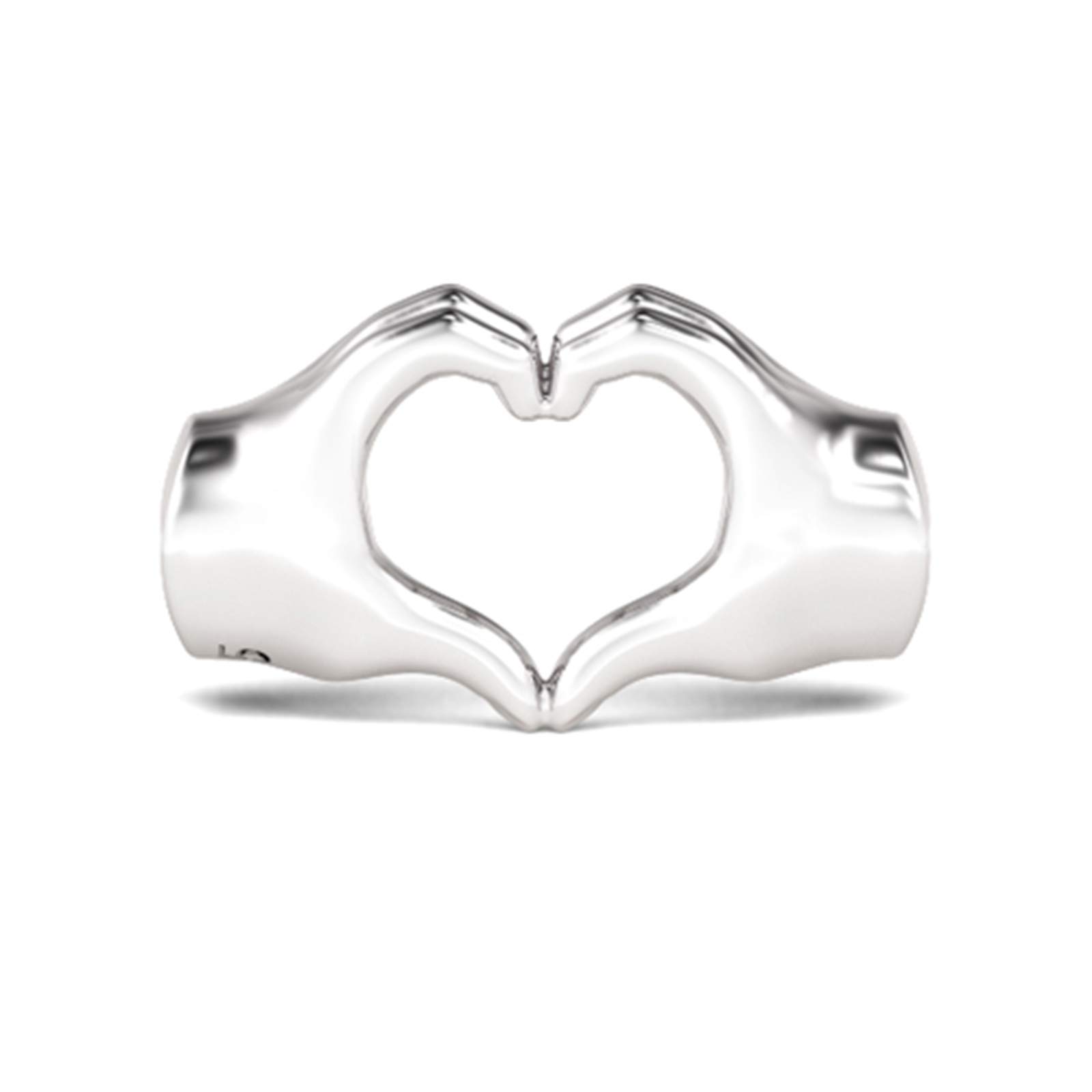 GNOCE Finger with Heart Charm Bead Sterling Silver Forever in Our Hearts Charm fit Bracelet/Necklace Christmas Jewellery Gift for Wife Daughter Family