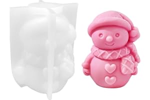PEVOGON Christmas Candle Mold for Candle Making, 3D Silicone Mold for Resin Casting DIY Plaster Polymer Clay Home Decoration (Scarf Snowman)