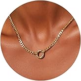 Vavily Minimalist Chain for Women Dainty Charm Necklace Holder Cuban Link Charm Keeper Necklaces Paperclip Clasp Necklace