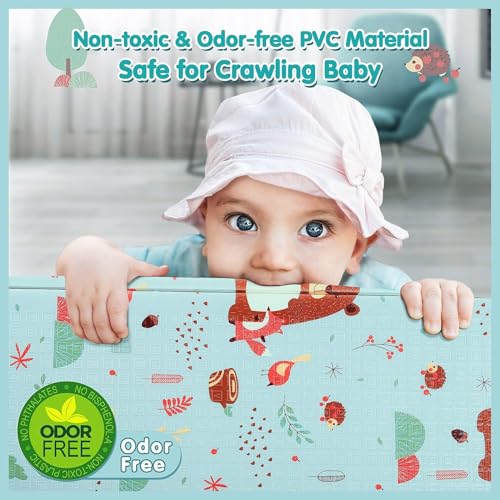 Baby Play Mat, 180 * 160 CM Foldable Baby Play Mat, Waterproof Foam Floor Baby Crawling Mat, Portable Baby Playmat for Infants, Toddler, Kids, Indoor Outdoor Use
