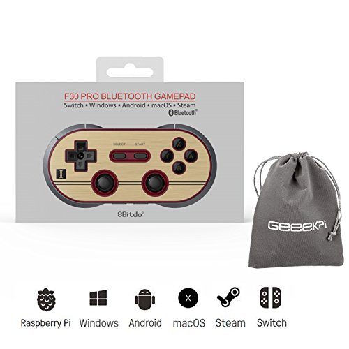 8Bitdo F30 Pro Wireless Bluetooth Gamepad Game Controller Joystick Retropie Raspberry Pi, masOS, Windows, Android, Steam, Switch Flannel Bag