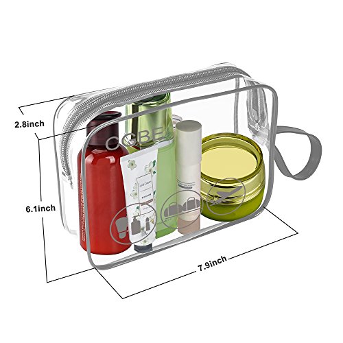 3-PACK TSA-Approved Clear Travel Toiletry Bag With Handle Strap, CGBE Airline Kit 3-1-1 Clear Liquids Toiletries & Cosmetics Make Up Organizer Carry-On Luggage Pouch for Women and Men