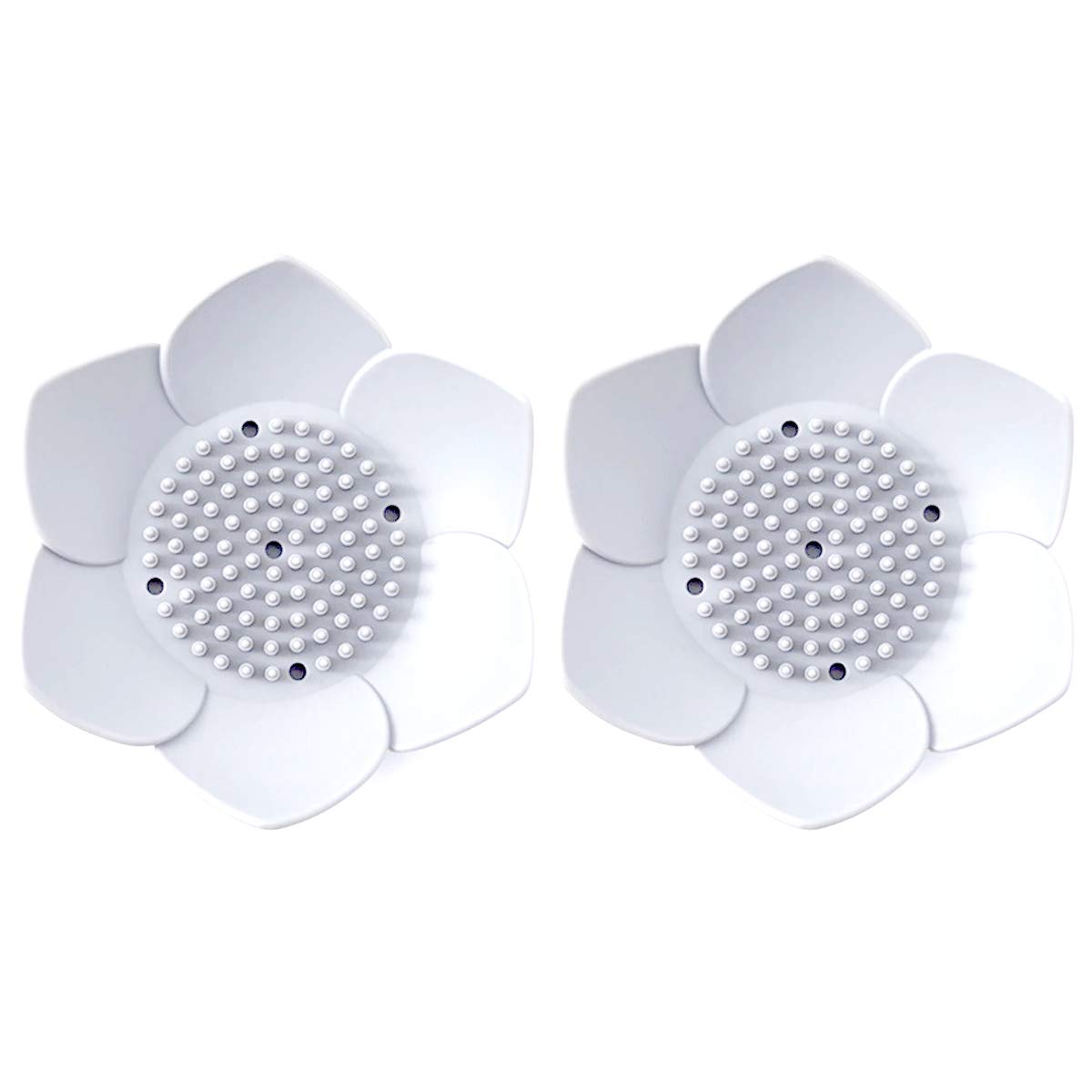 Okami Products Japanese Flower Silicone Soap Dish - Pack of 2 Soap Holder (White)