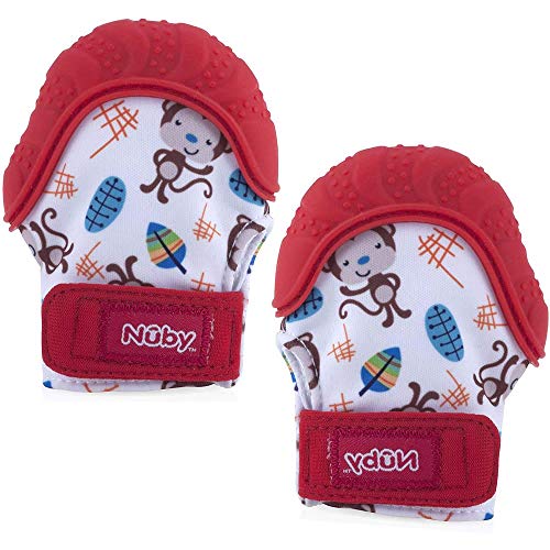 Nuby Soothing Teething Mitten (2 Count, red)