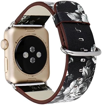 MagicFeel Floral Soft PU Leathe Replacement Strap Wrist Watch Band Compatible for Apple Series 1 Series 2 Watch iwatch Edition Versions 2015 2016 and Series 3 2017