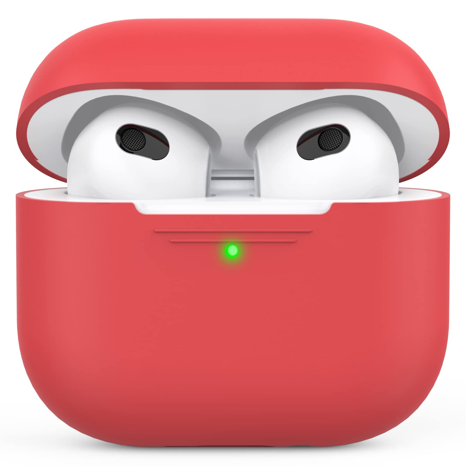 AhaStyle Airpods 3 Case Cover, Soft Silicone Protective Case Compatible with AirPods 3rd Full Body Shockproof Covers for Apple AirPods 3rd Generation 2021 (Red)