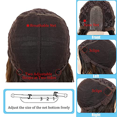 POPTAIYU Long Brown Mixed Blonde Wavy Highlight Lace Front Wig for Women 26 Inch Middle Part Curly Wig Natural Looking Synthetic Heat Resistant Imported Fiber Wig for Daily Party Use (Brown Mixed Blonde)