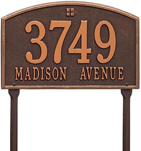 Address Signs - Whitehall Products 1178AC Cape Charles - Standard Lawn - Two Line in Antique Copper