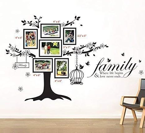 Walplus Autocollant Sticker Decoration Mural Art Papier Cadre Photo Cage Oiseau Citation Family Amazon Fr Cuisine Maison