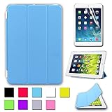 BESDATA Ultra Thin Magnetic Smart Cover for Apple iPad Mini 1st Generation [Wake/Sleep Function] Translucent Back Case + Screen Protector + Cleaning Cloth + Stylus (Sky Blue)