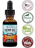 Organic Hemp Oil (450mg) for Pain, Anxiety & Stress Relief - Full Spectrum Hemp Extract Drops - Made in USA - Anti-Inflammatory & Joint Support - Helps with Sleep, Mood, Skin & Hair - 1 Fl oz. (30ml)
