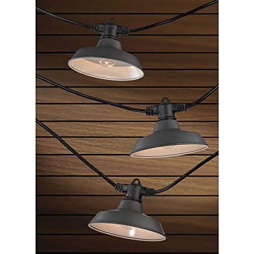 7-Light Outdoor String Light with Bronze RLM Shades – 35 Feet Long