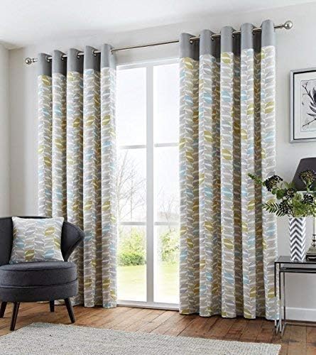 Fully Lined 100% Cotton Duck Egg Blue Cream Eyelet 90" X 90" - 229CM X 229CM Ring TOP CURTAINS
