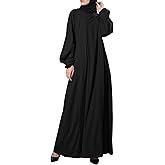 WSPLYSPJY Solid Color Muslim Dress for Women Long Lantern Sleeve Islamic Abaya Duabi Kaftans Robe Prayer Clothes