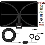HDTV Antenna, Indoor Amplified TV Antenna 60--80 Mile Range with Amplifier Signal Booster and 13 Feet Thicker Coaxial Cable For 4K 1080P 2160P Free TV (Black)--2018 new version