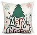 BLUETTEK Merry Christmas Series Cotton Linen Decorative Throw Pillow Covers 18 Inch by 18 Inch, (Set of 6)