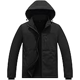 KVE Men's Softshell Jacket with Hood Waterproof Windbreaker Lightweight Rain Shell Jacket for Outdoor Hiking