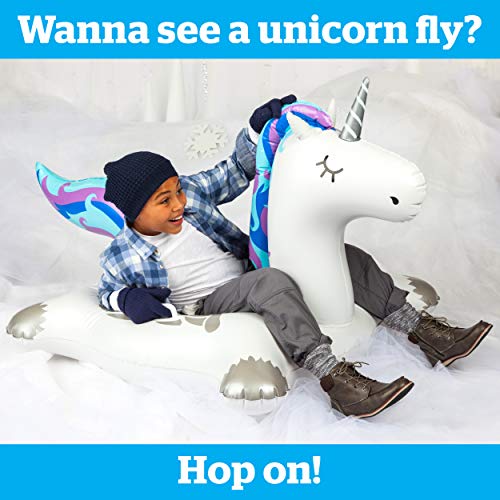 BigMouth Inc. Unicorn Snow Tube - 4 ft. Wide Inflatable Snow Tube with Easy Grip Handles, Made of Durable Vinyl with Welded Seams - Makes a Great Gift