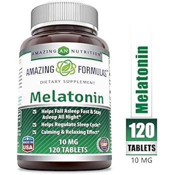 Amazing Nutrition Melatonin – 10 Mg 120 Tablets (Non-GMO)- Best Choice of Natural Sleep Aid Supplement – Promotes Calming and Relaxing Effect -Suitable for ...