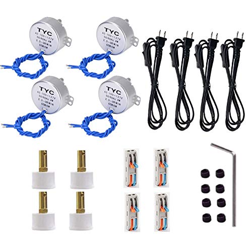 4 Set Cup Turner Kit Accessories for Crafts Tumbler,Includes Synchronous Turntable Motors,Coupling Connectors,Pipes Cap, Switch Cords - Ideal for Cuptisserie,Tumbler Cup Rotator Machince (2.5-3RPM)
