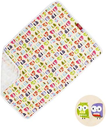 Diaper Changing Changer Pad for Babies That fits in Your Pocket - Waterproof and Wipeable and Lightweight - Baby Travel Mat - Portable Change Cover for Table and Crib Pads (Owl Print)