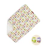 PVC FREE Duckery Kid Waterproof Baby Diaper Changing Pocket Pad in Vibrant Color for Home and Travel (Owl Print)