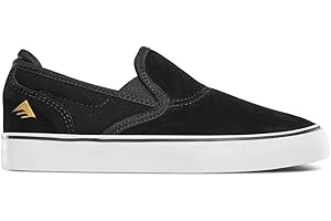 Emerica Boy's Wino G6 Slip-ON Youth Skate Shoe, Black/White/Gold, 2.5C Medium US Big Kid