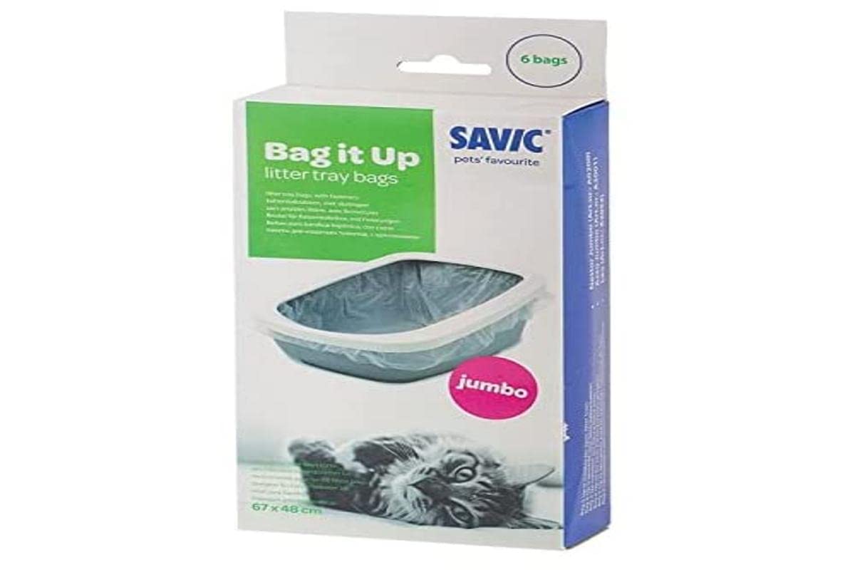 Savic Bag It Up Cat Litter Tray Liner 6 Bags, Jumbo, White, (Packaging May Vary)