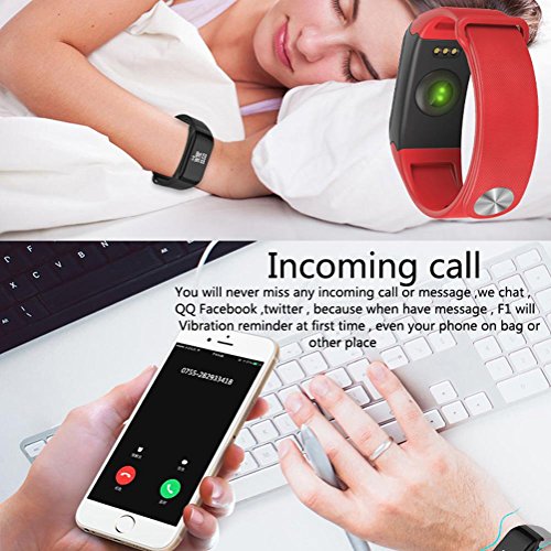 L@YC Waterproof Fitness Activity Tracker with Bluetooth Wireless Sync Tracker Sleep Monitor Pedometer OLED Display, Blue