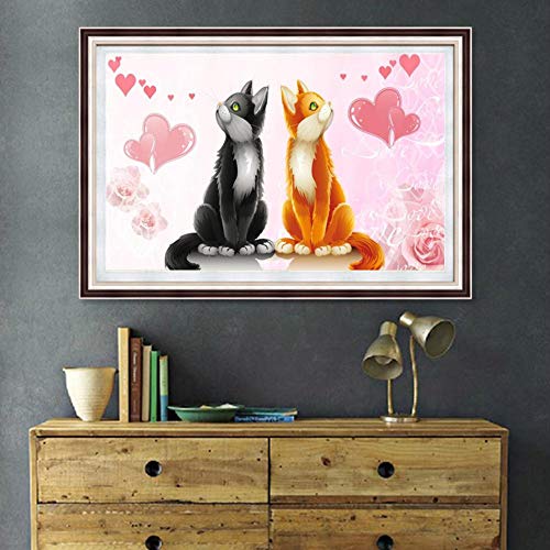 5D Diamond Painting Mosaic Making 5D DIY Full Drill Diamond Painting Valentine Day Cat Cross Stitch Embroider - Thumbnail 3