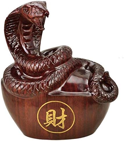 GWFVA Chinese sculpture lucky work decoration home fengshui ornament fengshui ornament wood snake Cobra artwork collection Collection craft statue, 27.5 * 16 * 30