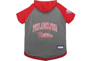 PETS FIRST MLB Hoodie Shirt for Dogs & Cats - Philadelphia Phillies Dog Hooded T-Shirt, Medium. - MLB Team Color Hoody Vest for Baseball Fans