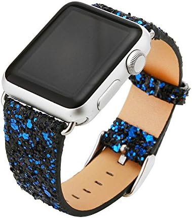 Apple Watch Bands,sports watch band,iwatch band 42mm Luxury Leather Replacement Band/Strap for Apple iWatch Series 1 &amp;2&amp;3 Edition Versions 2015 2016(Blue and black)