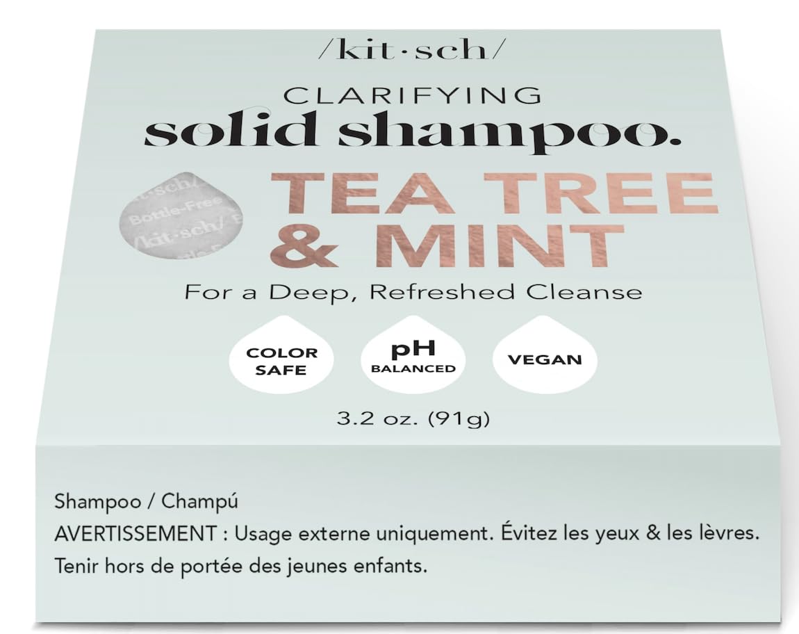 Kitsch Tea Tree & Mint Anti-Dandruff Vegan Shampoo for Itchy Scalp | Made in US | Paraben & Sulfate-Free | 3.2oz