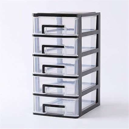 Amazon Com Shozafia 5 Tier Clear Desk Organizer With Drawers Plastic Desktop File Cabinet Storage Box Fully Assemble 12 4 X 5 99 X 8 31 Inches Office Products