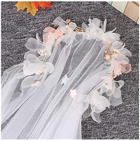 Hair accessories Flower Wreath Korean Sen Handmade Bridal Veil Beige Hair Accessories Wedding Dress Accessories Size Adjustable flower wreaths (Color : A)