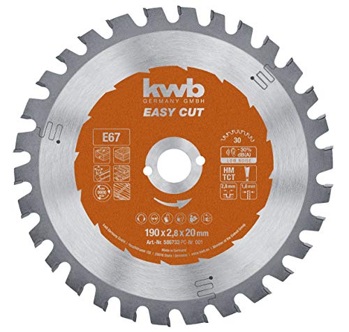kwb Kreissägeblatt 190 x 20 mm, Made in Germany, Nagelfest, für Holz mit Metallresten, Universal Sägeblatt für z.B. Metalle, Holz und Kunstoffe