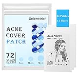 Acne Pimple Patch, Hydrocolloid Acne Healing Patches, Invisible Absorbing Cover, Blemish Spot Treatment Pore Dots, Skin Tag Remover, Care Dressing, Facial Acne Scar Free Stickers (72 Patches)