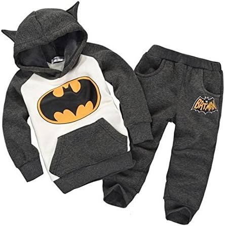 2015 New Autumn Winter Boy Set Thermal Batman Children Tracksuit Kids Clothing Suit Boys and Girls Hoodie and Coat+trousers (110cm, gray)