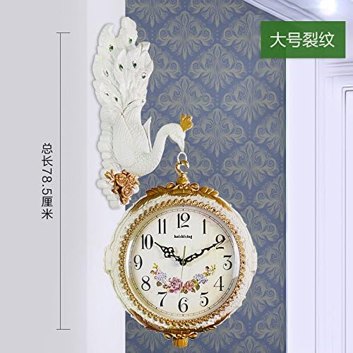 OLILEIO European Peacock Clock Clock Double Living Room Fashion Watches Creative Modern Wall Silent Watch,20 Inches,Total Length 78.5Cm Of Crack Large Number