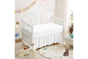 Mini Crib Ruffle Bed Skirt (24” x 38”) with 10” Inch Drop Dust Ruffle for Baby Boys or Girls Nursery Crib Toddler Bed Skirt M