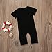 Gaono Infant Boys Black/Grey Button Up Romper Short Sleeve Basic Romper Coveralls(Black, 0-6Months)