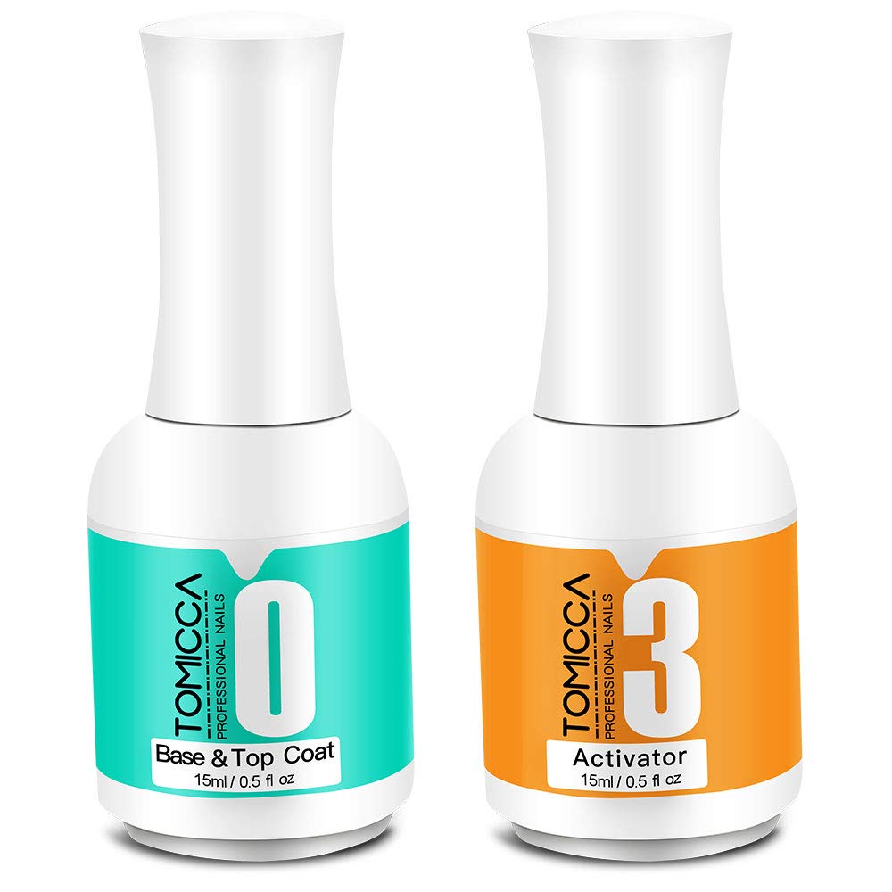 2 in 1 Top & Base Coat, Activator for Dip Powder System, 0.5 oz/ Bottle Dry Fast Easy to Apply No need UV/LED Cured : Beauty