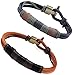 Areke Braided Genuine Leather Bracelets for Men,Cool Vintage Male Unisex Rope Wrap Wrist Bangle 7.5-8.5 inch