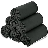 CAI TENG Fleece Throw Blankets Lightweight Warm for Soft Cozy Pet-Friendly Bulk Fleece Blanket Solid for Home, Bed, Sofa, Dorm, Office, Gifts, Outdoor (Black, Pack of 6-50 x 60 inch)