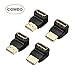 DIZA100 4-Pack HDMI Right Angle Connectors,2-Pack 90 Degree and 2-Pack 270 Degree HDMI Male to Female Adapters