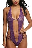 Avidlove Women One Piece Teddy Sexy Lingerie Lace Babydoll Halter Chemises