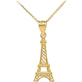Fine 14k Gold Eiffel Tower Charm Pendant Necklace