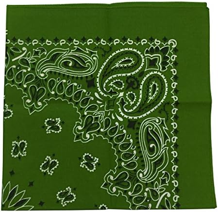 USA Made Military Army Trainmen Paisley 22" x 22" Bandanas (Green)
