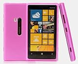 Kingway for Nokia Lumia 920 (Inbuilt Dust Plug for Earphone Jack and Charging Port) Slim Fit Semitransparent TPU Frosted Soft Phone Cover Case (Rosy)